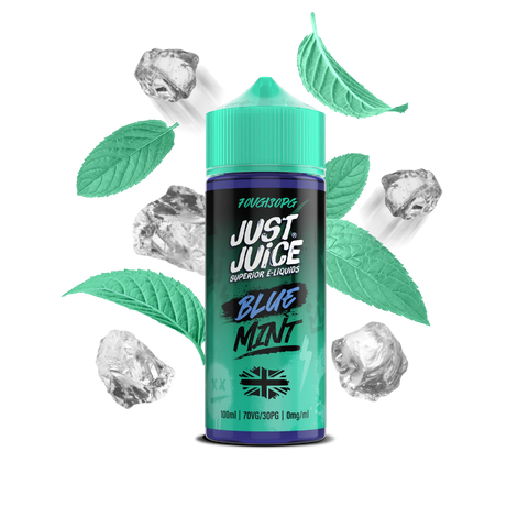 just juice blue mint 100ml shortfills on black background