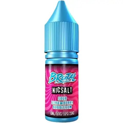 Just Juice Brutal 10ml Nic Salt E-Liquid 11mg / Sour Strawberry Bubblegum On White Background