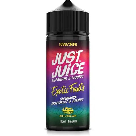 Just Juice Exotic Fruits 100ml Shortfill E-Liquid Cherimoya Grapefruit & Berries On White Background