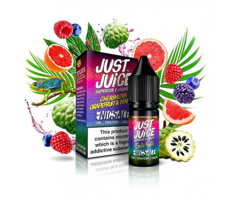 Just Juice Exotic Fruits Nic Salts Cherimoya Grapefruit & Berries / 5mg On White Background