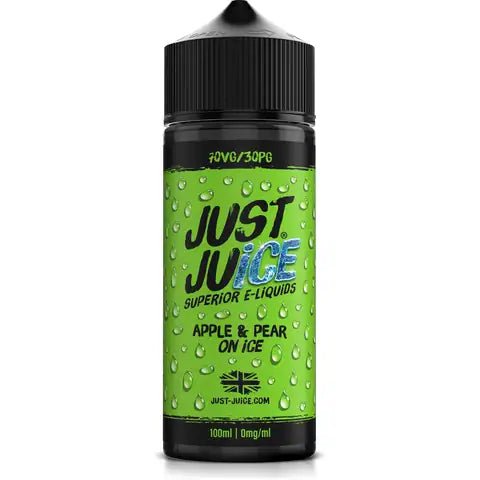 Just Juice Iconic 100ml Shortfill E-Liquid Apple & Pear on Ice On White Background