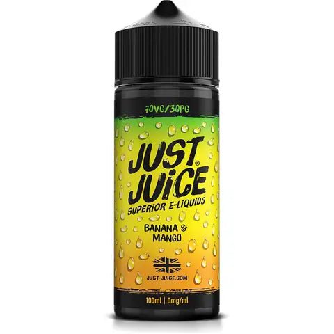 Just Juice Iconic 100ml Shortfill E-Liquid Banana & Mango On White Background