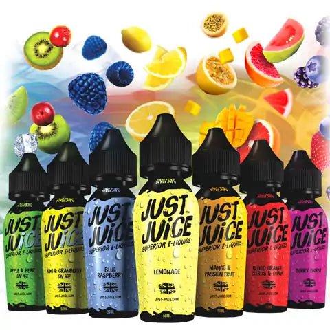 Just Juice Iconic Range E-Liquid 50ml Shortfill On White Background