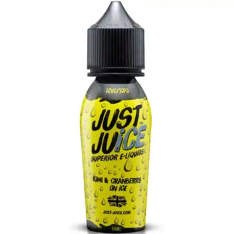 Just Juice Iconic Range E-Liquid 50ml Shortfill Kiwi & Cranberry On Ice On White Background