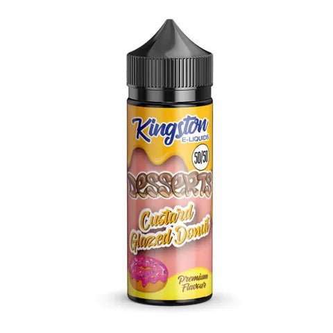 Kingston Desserts 50/50 100ml Shortfill E-Liquid Custard Glazed Donut On White Background