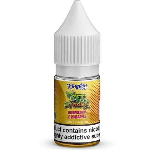 Kingston Get Fruity Nic Salt E-Liquids Raspberry & Pineapple / 20mg On White Background