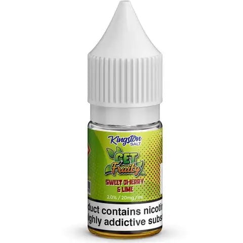 Kingston Get Fruity Nic Salt E-Liquids Sweet Cherry Lime / 20mg On White Background