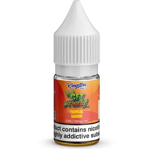 Kingston Get Fruity Nic Salt E-Liquids Tropical Mango / 20mg On White Background