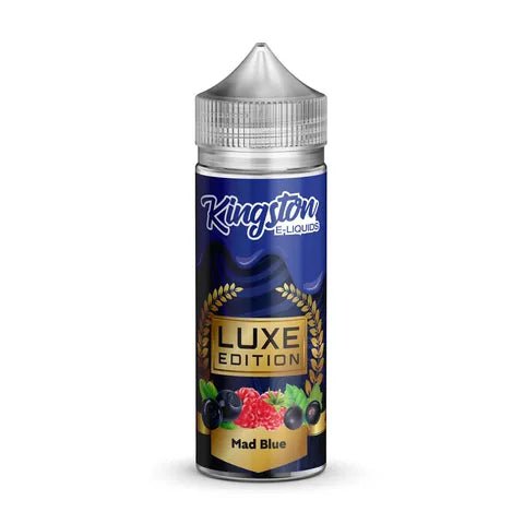 Kingston Luxe Edition 100ml Shortfill E-Liquids Mad Blue On White Background