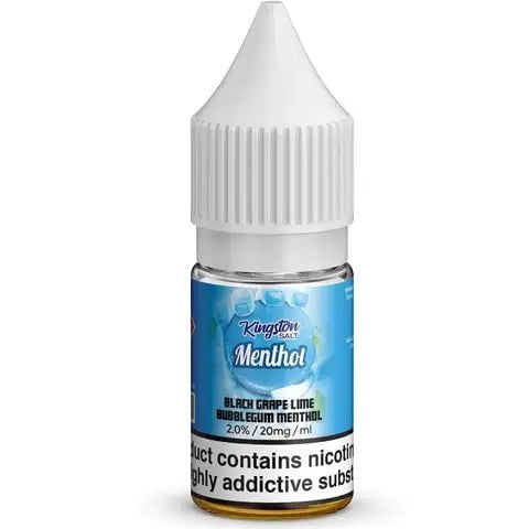 Kingston Menthol Nic Salt E-Liquids Black Grape Lime Bubblegum / 20mg On White Background