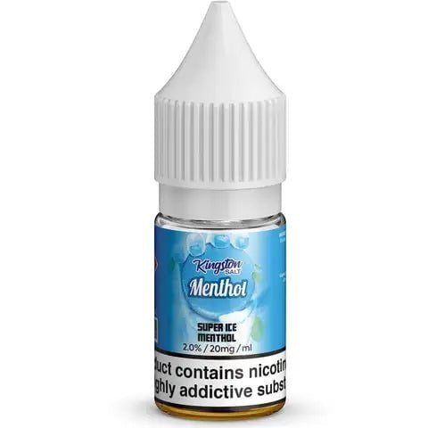 Kingston Menthol Nic Salt E-Liquids Super Ice / 20mg On White Background