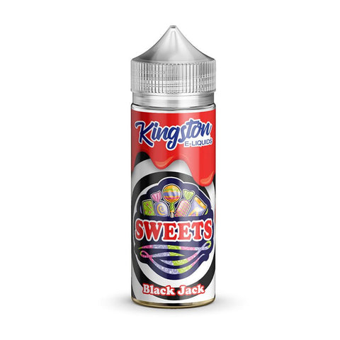 Kingston Sweets 100ml Shortfill E-Liquid Black Jack On White Background