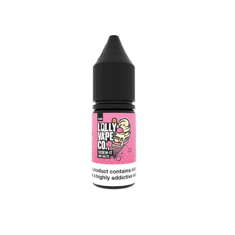 Lolly Vape Co 10ml Nic Salts 10mg / Screw It On White Background