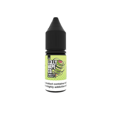 Lolly Vape Co 10ml Nic Salts 10mg / Twist It On White Background