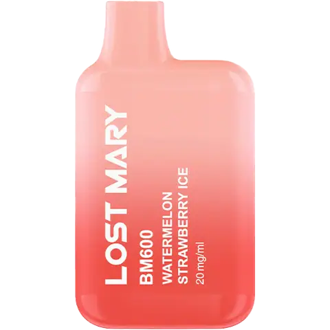 lost mary bm600 disposable device by elf bar watermelon strawberry ice on clear background