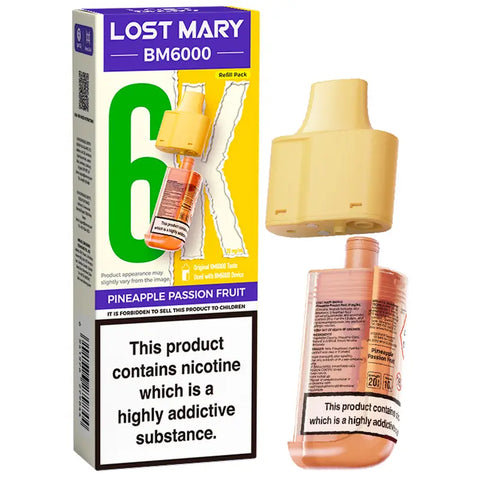 Lost Mary BM6000 Prefilled Pods + Refill Container Pineapple Passion Fruit
