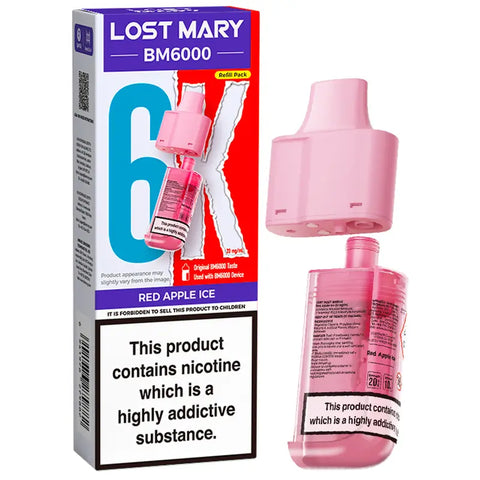 Lost Mary BM6000 Prefilled Pods + Refill Container Red Apple Ice