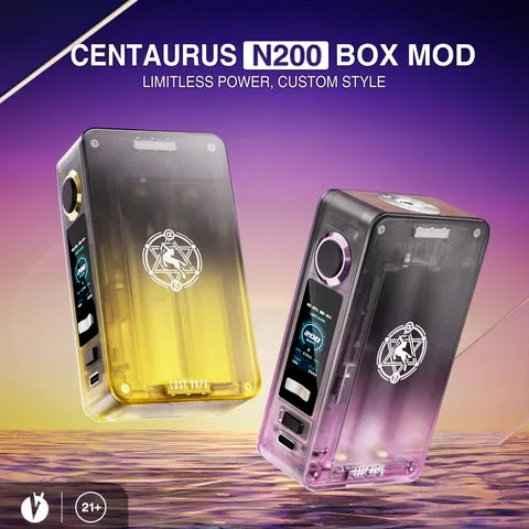 lost vape n200 box mod desert dusk promo on black background