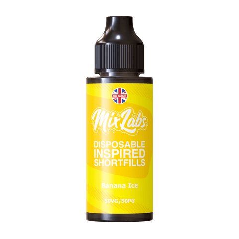 Mix Labs 100ml Disposable Inspired Shortfill E-Liquid Banana Ice On White Background