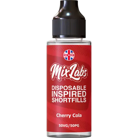 Mix Labs 100ml Disposable Inspired Shortfill E-Liquid Cherry Cola On White Background