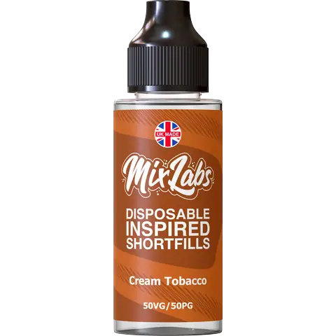 Mix Labs 100ml Disposable Inspired Shortfill E-Liquid Cream Tobacco On White Background