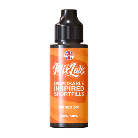 Mix Labs 100ml Disposable Inspired Shortfill E-Liquid Mango Ice On White Background