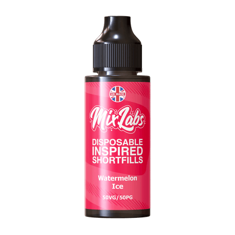 Mix Labs 100ml Disposable Inspired Shortfill E-Liquid Watermelon Ice On White Background