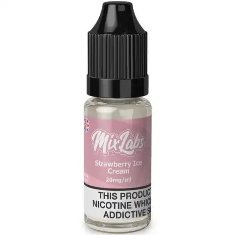 Mix Labs 10ml Bar Juice Nic Salts Strawberry Ice Cream / 10mg On White Background