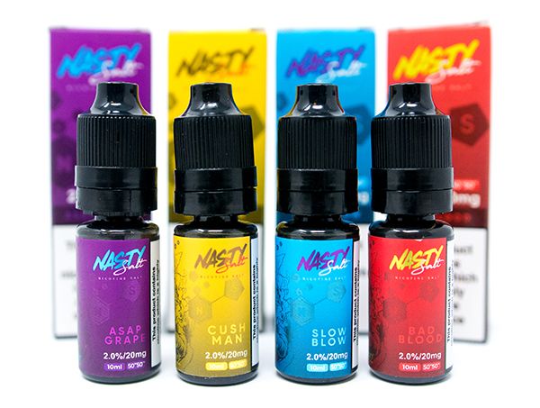 Nasty Juice Nic Salt E-Liquids On White Background