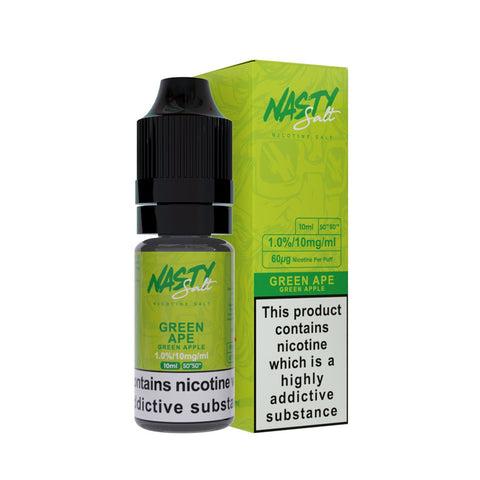 Nasty Juice Nic Salt E-Liquids Green Ape / 10mg On White Background