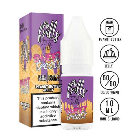 No Frills Sweet Treats 10ml Nic Salt E-Liquid 10mg / Peanut Butter On White Background