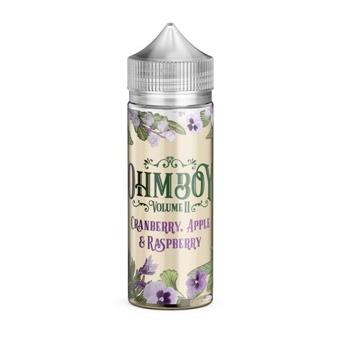 Ohm Boy Botanics 100ml Shortfills E-Liquids Cranberry Apple & Raspberry On White Background