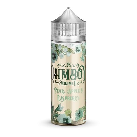 Ohm Boy Botanics 100ml Shortfills E-Liquids Pear Apple & Raspberry On White Background