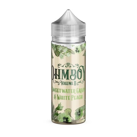 Ohm Boy Botanics 100ml Shortfills E-Liquids Sweetwater Grape & White Peach On White Background