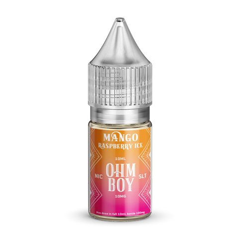 Ohm Boy SLT E-Liquids Mango Raspberry Ice / 10mg On White Background