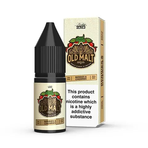 old malt berries cherries nic salt 10ml on white background