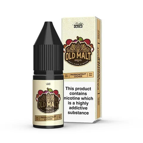 old malt passionfruit lychee nic salt 10ml on white background