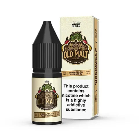 old malt pineapple raspberry nic salt 10ml on white background