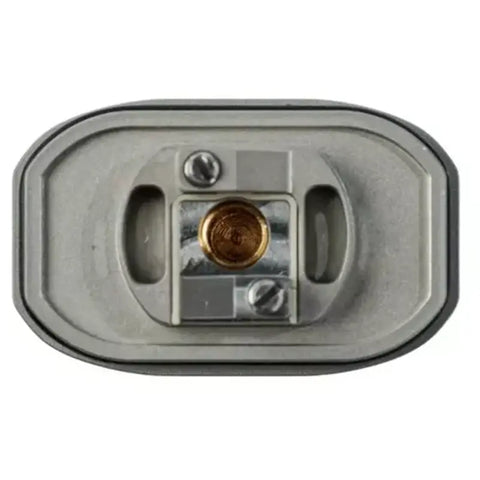 Metallic lock mechanism on a white background
