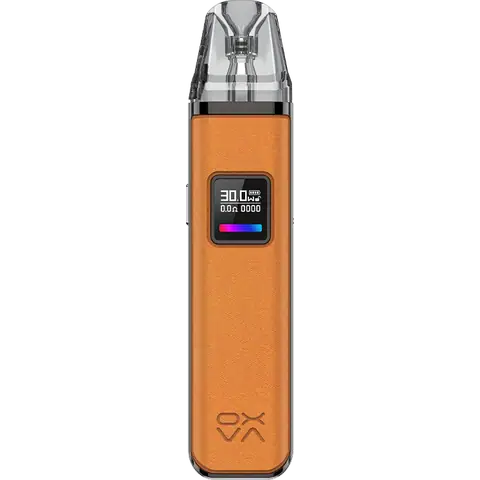 oxva xlim pro pod vape kit coral orange on clear background