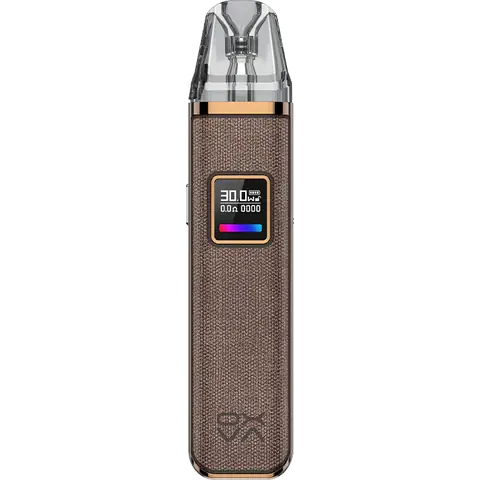 oxva xlim pro pod vape kit denim brown on clear background