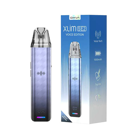 oxva xlim se 2 pod vape black blue on white background