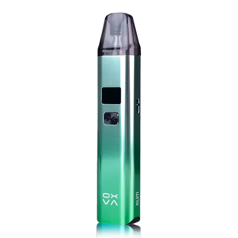 Oxva Xlim V2 Pod Kit Shiny Silver Green On White Background