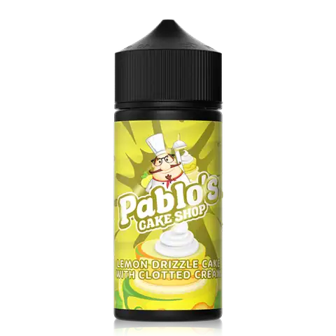 Pablos Cake Shop 100ml Shortfill E-Liquids Lemon Drizzle Cake On White Background