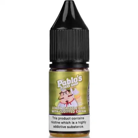 Pablos Cake Shop Nic Salt E-Liquids 20mg / Lemon Drizzle Cake with Clotted Cream On White Background