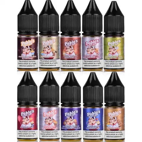 Pablos Cake Shop Nic Salt E-Liquids On White Background