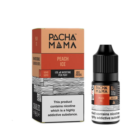 Pacha Mama Disposable Inspired Nic Salts Peach Ice / 10mg On White Background