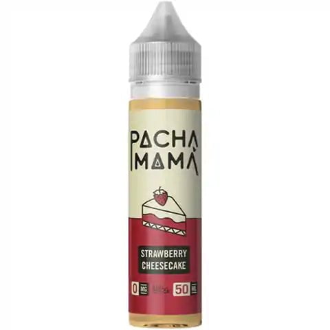 PachaMama Desserts 50ml Shortfill E-Liquid Strawberry Cheese Cake On White Background