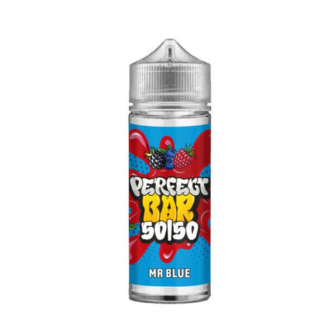 Perfect Bar 50/50 100ml Shortfill E-Liquid Mr Blue On White Background