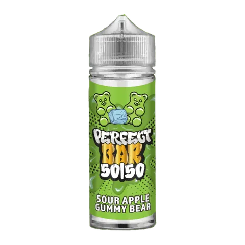 perfect bar sour apple gummy bear 100ml on black background